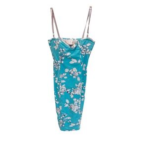 Vintage Y2K Ticci Tonetto Floral Peekaboo Bra Midi Dress Blue Rose Size Medium